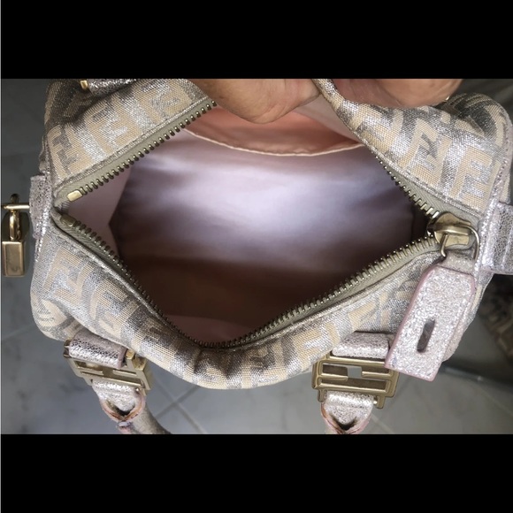 Rare Vintage Fendi Mini Metallic Zucchino Bauletto Bag - Picture 12 of 13